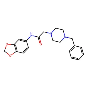 N-(1,3-benzodioxol-5-yl)-2-(4-benzylpiperazino)acetamide structure