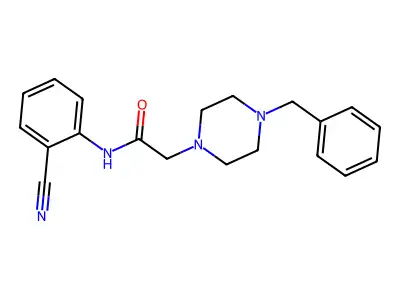 2-(4-benzylpiperazin-1-yl)-N-(2-cyanophenyl)acetamide structure