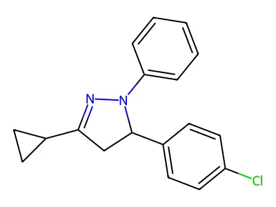 5-(4-chlorophenyl)-3-cyclopropyl-1-phenyl-4,5-dihydro-1H-pyrazole structure
