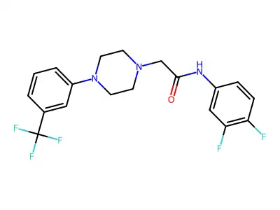 N-(3,4-difluorophenyl)-2-{4-[3-(trifluoromethyl)phenyl]piperazin-1-yl}acetamide structure