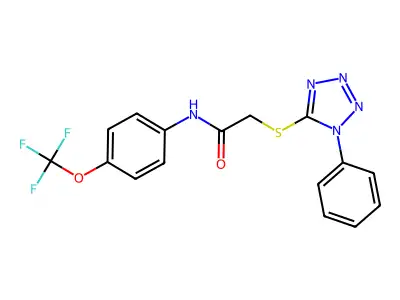 2-[(1-phenyl-1H-1,2,3,4-tetrazol-5-yl)sulfanyl]-N-[4-(trifluoromethoxy)phenyl]acetamide structure