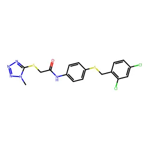N-(4-{[(2,4-dichlorophenyl)methyl]sulfanyl}phenyl)-2-[(1-methyl-1H-1,2,3,4-tetrazol-5-yl)sulfanyl]acetamide structure