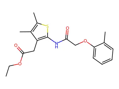 Ethyl (4,5-dimethyl-2-(((2-methylphenoxy)acetyl)amino)-3-thienyl)acetate structure