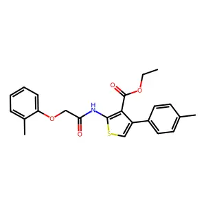 ET 2-(((2-Methylphenoxy)acetyl)amino)-4-(4-methylphenyl)-3-thiophenecarboxylate structure
