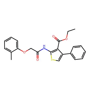 Ethyl 2-(((2-methylphenoxy)acetyl)amino)-4-phenyl-3-thiophenecarboxylate structure
