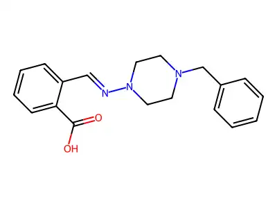 2-[(4-Benzylpiperazin-1-yl)iminomethyl]benzoic acid structure