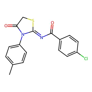 4-Chloro-N-(3-(4-methylphenyl)-4-oxo-1,3-thiazolidin-2-ylidene)benzamide structure