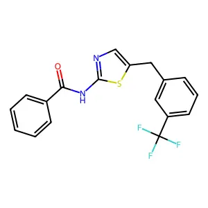 N-{5-[3-(trifluoromethyl)benzyl]-1,3-thiazol-2-yl}benzamide structure