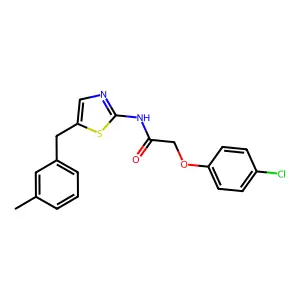 2-(4-Chlorophenoxy)-N-(5-(3-methylbenzyl)-1,3-thiazol-2-YL)acetamide structure