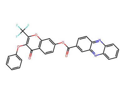 4-Oxo-3-phenoxy-2-(trifluoromethyl)-4H-chromen-7-YL 2-phenazinecarboxylate structure