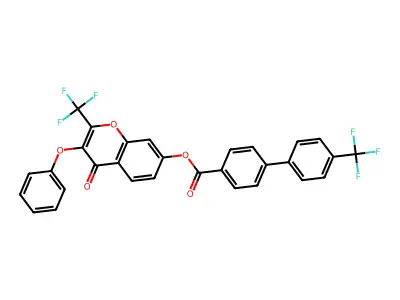 4-oxo-3-phenoxy-2-(trifluoromethyl)-4H-chromen-7-yl 4'-(trifluoromethyl)[1,1'-biphenyl]-4-carboxylate structure
