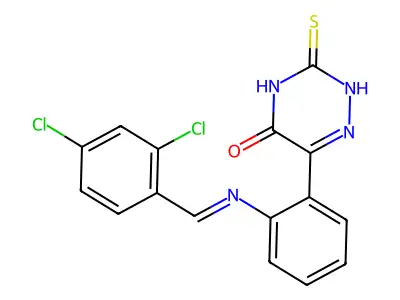 6-(2-((2,4-Dichlorobenzylidene)amino)PH)-5-hydroxy-1,2,4-triazine-3(4H)-thione structure