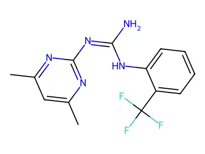 2-(4,6-Dimethylpyrimidin-2-yl)-1-[2-(trifluoromethyl)phenyl]guanidine structure