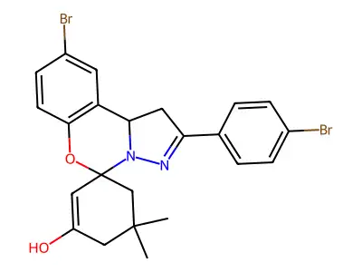 9-Bromo-2-(4-bromophenyl)-5',5'-dimethyl-1,10b-dihydrospiro[benzo[e]pyrazolo[1,5-c][1,3]oxazine-5,1'-cyclohex[2]en]-3'-ol structure