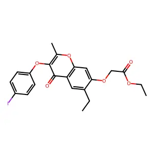 Ethyl ((6-ethyl-3-(4-iodophenoxy)-2-methyl-4-oxo-4H-chromen-7-YL)oxy)acetate structure
