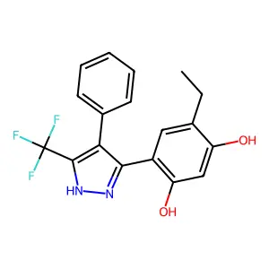 4-Ethyl-6-(4-phenyl-5-(trifluoromethyl)-1H-pyrazol-3-YL)-1,3-benzenediol structure