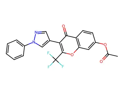4-Oxo-3-(1-phenyl-1H-pyrazol-4-YL)-2-(trifluoromethyl)-4H-chromen-7-YL acetate structure