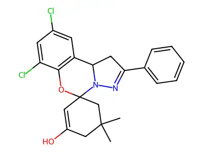 7,9-Dichloro-5',5'-dimethyl-2-phenyl-1,10b-dihydrospiro[benzo[e]pyrazolo[1,5-c][1,3]oxazine-5,1'-cyclohex[2]en]-3'-ol structure