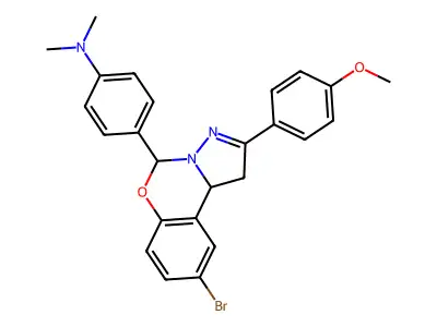 4-[9-bromo-2-(4-methoxyphenyl)-1,10b-dihydropyrazolo[1,5-c][1,3]benzoxazin-5-yl]-N,N-dimethylaniline structure