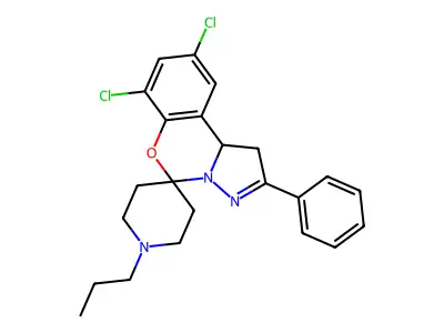 7,9-Dichloro-2-phenyl-1'-propyl-1,10b-dihydrospiro[benzo[e]pyrazolo[1,5-c][1,3]oxazine-5,4'-piperidine] structure