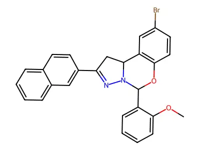 9-Bromo-5-(2-methoxyphenyl)-2-(naphthalen-2-yl)-5,10b-dihydro-1H-benzo[e]pyrazolo[1,5-c][1,3]oxazine structure