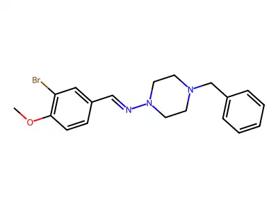 N-(4-benzylpiperazin-1-yl)-1-(3-bromo-4-methoxyphenyl)methanimine structure