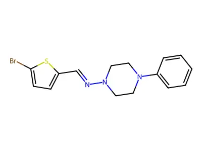 1-(5-bromothiophen-2-yl)-N-(4-phenylpiperazin-1-yl)methanimine structure