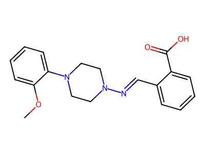 2-[[4-(2-Methoxyphenyl)piperazin-1-yl]iminomethyl]benzoic acid structure