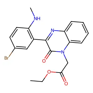 ethyl {3-[5-bromo-2-(methylamino)phenyl]-2-oxoquinoxalin-1(2H)-yl}acetate structure