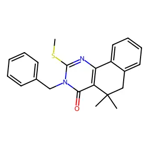 3-benzyl-5,5-dimethyl-2-methylsulfanyl-6H-benzo[h]quinazolin-4-one structure