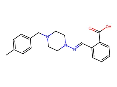 2-[[4-[(4-Methylphenyl)methyl]piperazin-1-yl]iminomethyl]benzoic acid structure