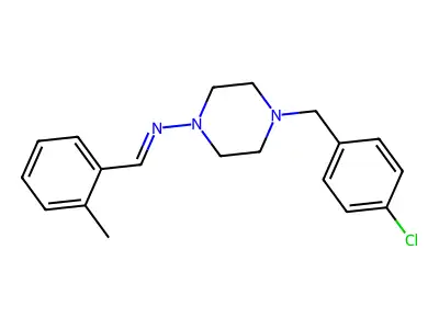 N-[4-[(4-chlorophenyl)methyl]piperazin-1-yl]-1-(2-methylphenyl)methanimine structure