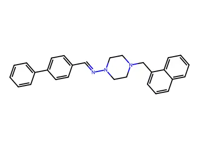 N-((1,1'-Biphenyl)-4-ylmethylene)-4-(1-naphthylmethyl)-1-piperazinamine structure