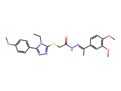 N'-[(1E)-1-(3,4-dimethoxyphenyl)ethylidene]-2-{[4-ethyl-5-(4-methoxyphenyl)-4H-1,2,4-triazol-3-yl]sulfanyl}acetohydrazide structure