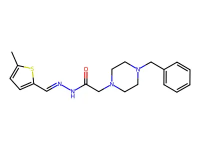 2-(4-benzylpiperazin-1-yl)-N-[(E)-(5-methylthiophen-2-yl)methylideneamino]acetamide structure