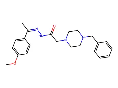 2-(4-benzylpiperazin-1-yl)-N-[(Z)-1-(4-methoxyphenyl)ethylideneamino]acetamide structure