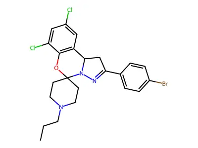 2-(4-Bromophenyl)-7,9-dichloro-1'-propyl-1,10b-dihydrospiro[benzo[e]pyrazolo[1,5-c][1,3]oxazine-5,4'-piperidine] structure