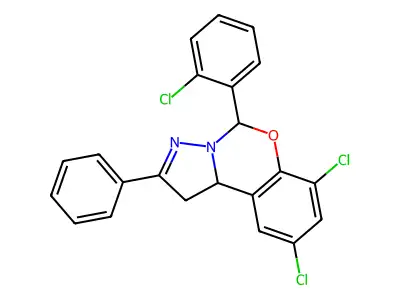 7,9-Dichloro-5-(2-CL-phenyl)-2-PH-1,10B-dihydropyrazolo(1,5-C)(1,3)benzoxazine structure