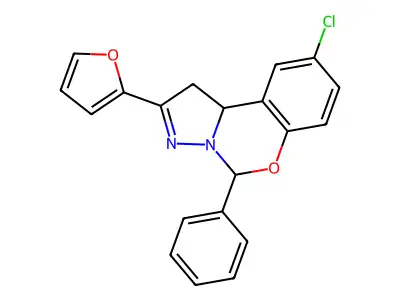 9-Chloro-2-(2-furyl)-5-phenyl-1,10B-dihydropyrazolo(1,5-C)(1,3)benzoxazine structure