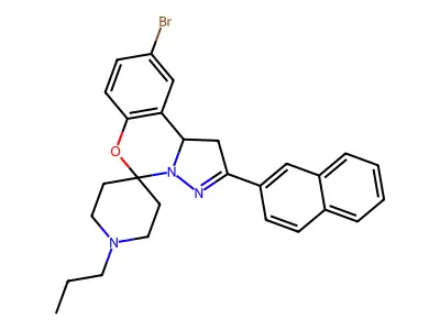 9-Bromo-2-(naphthalen-2-yl)-1'-propyl-1,10b-dihydrospiro[benzo[e]pyrazolo[1,5-c][1,3]oxazine-5,4'-piperidine] structure
