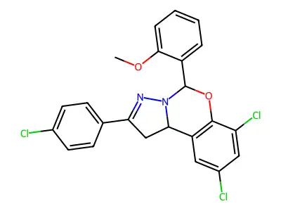 7,9-DICHLORO-2-(4-CHLOROPHENYL)-5-(2-METHOXYPHENYL)-1,10B-DIHYDROPYRAZOLO[1,5-C][1,3]BENZOXAZINE structure