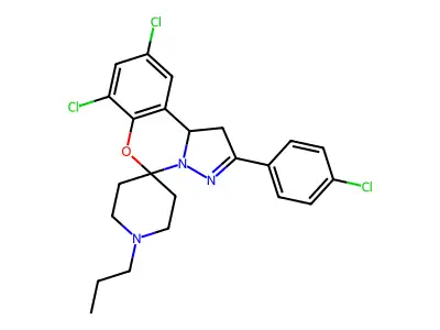 7,9-Dichloro-2-(4-chlorophenyl)-1'-propyl-1,10b-dihydrospiro[benzo[e]pyrazolo[1,5-c][1,3]oxazine-5,4'-piperidine] structure