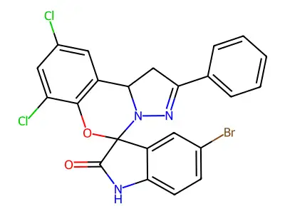 5'-Bromo-7,9-dichloro-2-phenyl-1,10b-dihydrospiro[benzo[e]pyrazolo[1,5-c][1,3]oxazine-5,3'-indolin]-2'-one structure