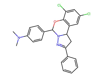 N-[4-(7,9-DICHLORO-2-PHENYL-1,10B-DIHYDROPYRAZOLO[1,5-C][1,3]BENZOXAZIN-5-YL)PHENYL]-N,N-DIMETHYLAMINE structure