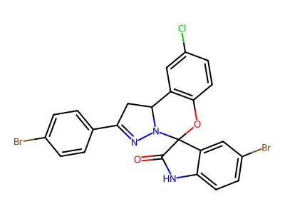 5'-Bromo-2-(4-bromophenyl)-9-chloro-1,10b-dihydrospiro[benzo[e]pyrazolo[1,5-c][1,3]oxazine-5,3'-indolin]-2'-one structure