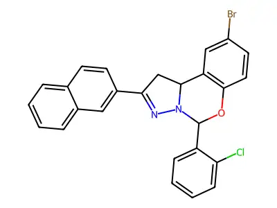 9-BR-5-(2-CL-Phenyl)-2-(2-naphthyl)-1,10B-dihydropyrazolo(1,5-C)(1,3)benzoxazine structure