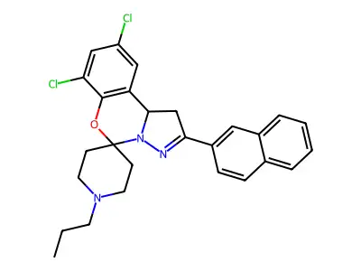 7,9-Dichloro-2-(naphthalen-2-yl)-1'-propyl-1,10b-dihydrospiro[benzo[e]pyrazolo[1,5-c][1,3]oxazine-5,4'-piperidine] structure