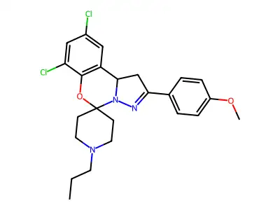 7,9-Dichloro-2-(4-methoxyphenyl)-1'-propyl-1,10b-dihydrospiro[benzo[e]pyrazolo[1,5-c][1,3]oxazine-5,4'-piperidine] structure