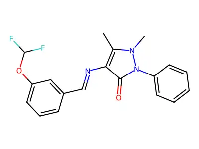 4-({(E)-[3-(DIFLUOROMETHOXY)PHENYL]METHYLIDENE}AMINO)-1,5-DIMETHYL-2-PHENYL-1,2-DIHYDRO-3H-PYRAZOL-3-ONE structure