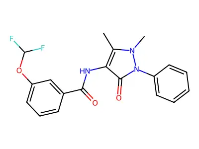 3-(difluoromethoxy)-N-(1,5-dimethyl-3-oxo-2-phenyl-2,3-dihydro-1H-pyrazol-4-yl)benzamide structure